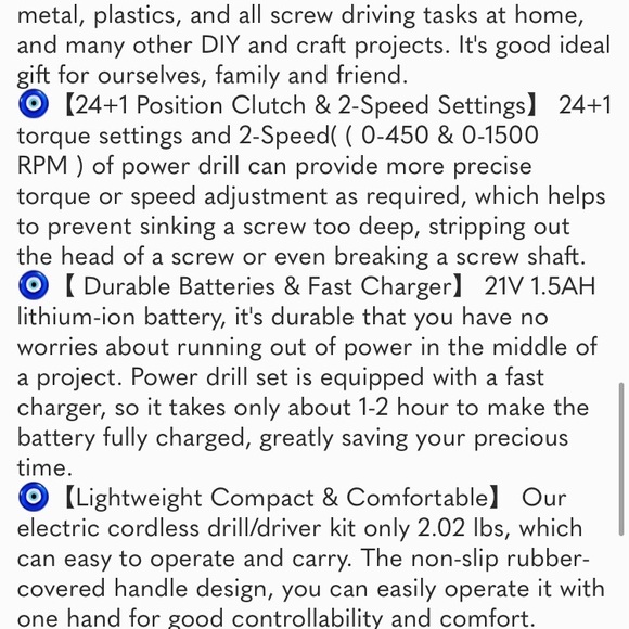 Cordless Power Drill Set: 21V Electric Drill with Fast Charger 3/8-Inch Keyless - Picture 4 of 6